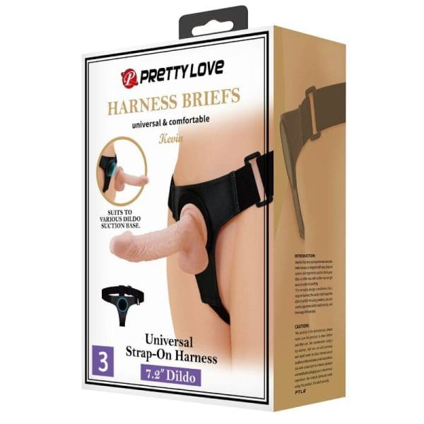 PRETTY LOVE - HARNESS BRIEFS UNIVERSAL HARNESS WITH DILDO KEVIN 19 CM NATURAL 9